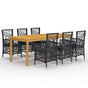 7 Piece Garden Dining Set Black