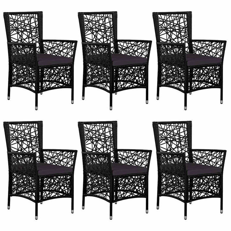 7 Piece Garden Dining Set Black