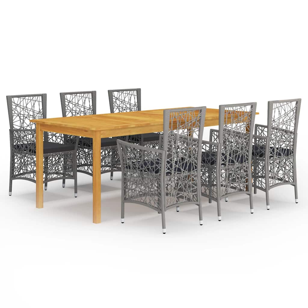 7 Piece Garden Dining Set Grey