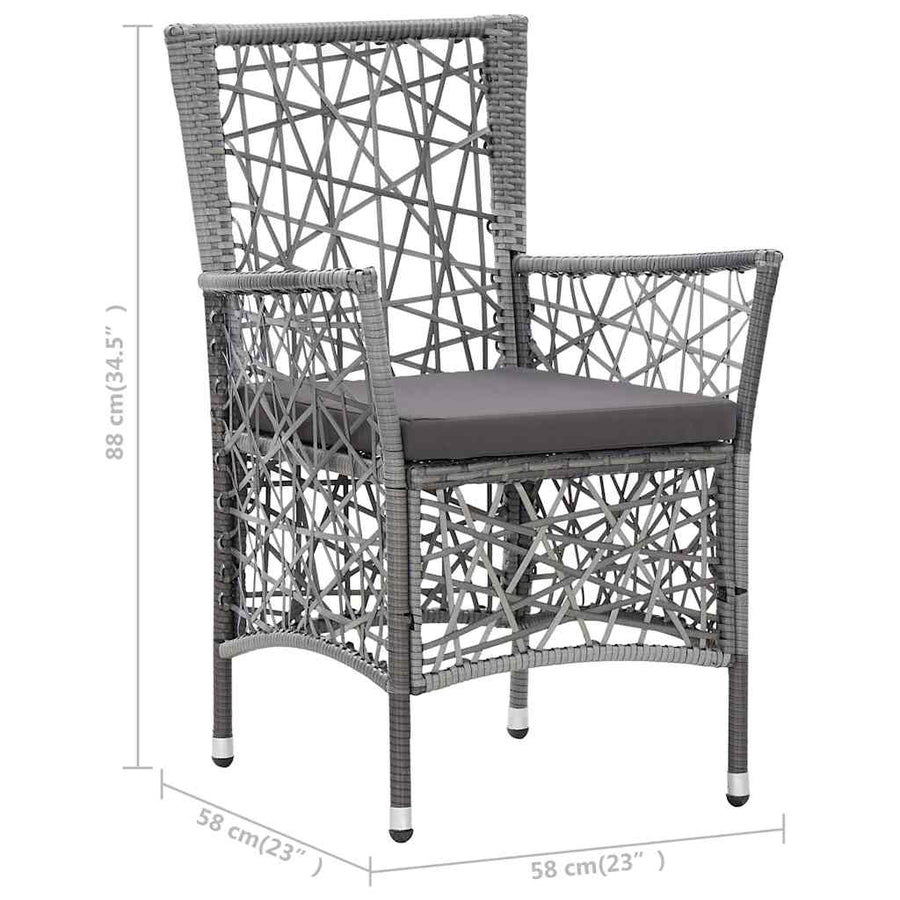 7 Piece Garden Dining Set Grey
