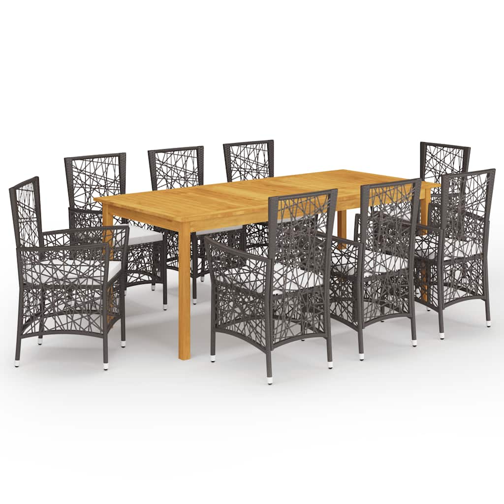 9 Piece Garden Dining Set Brown