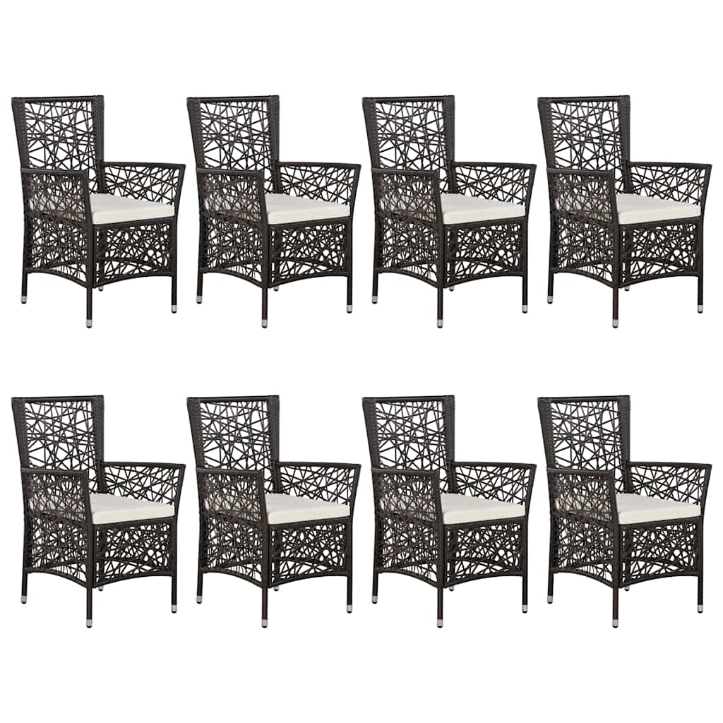 9 Piece Garden Dining Set Brown