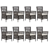 9 Piece Garden Dining Set Brown