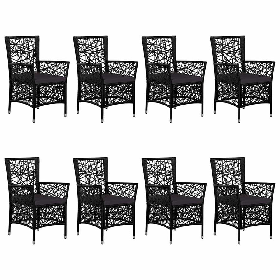 9 Piece Garden Dining Set Black