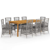 9 Piece Garden Dining Set Grey