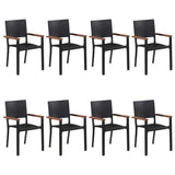 9 Piece Garden Dining Set Black - 45-Degree Angle