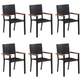 7 Piece Garden Dining Set Black - 45-Degree Angle