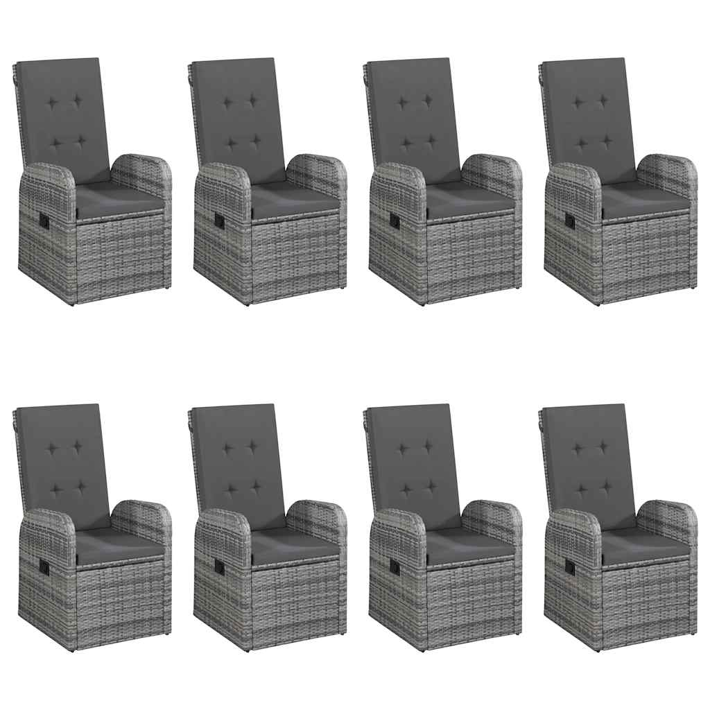 9 Piece Garden Dining Set Grey