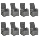 9 Piece Garden Dining Set Grey - Top-Down View