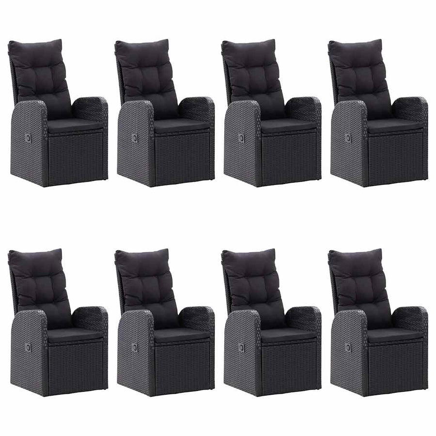 9 Piece Garden Dining Set Black