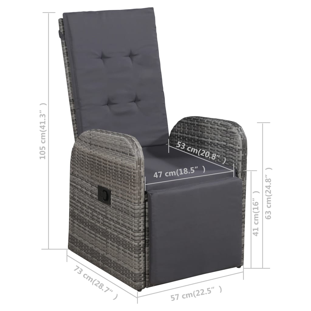 7 Piece Garden Dining Set Grey