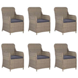 7 Piece Garden Dining Set Brown