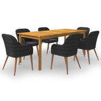 7 Piece Garden Dining Set Black