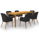 7 Piece Garden Dining Set Black