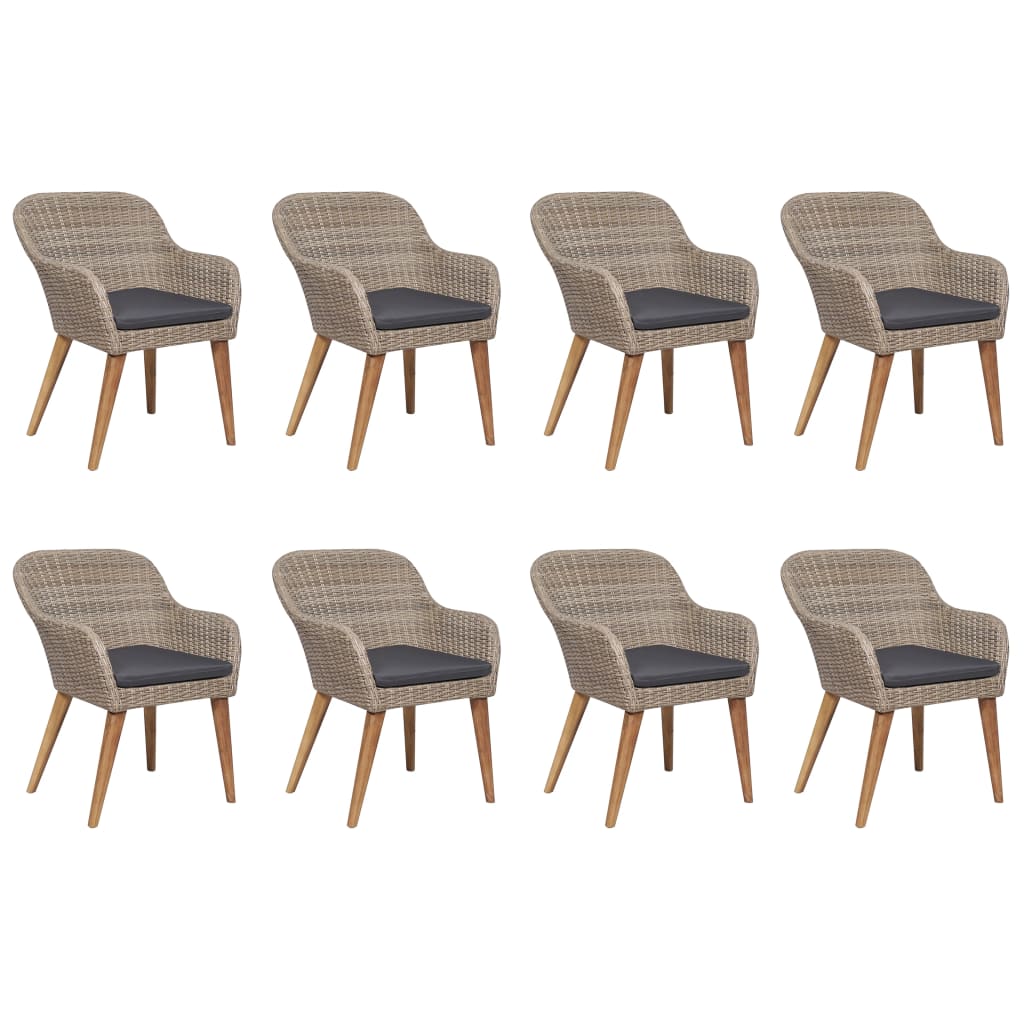 9 Piece Garden Dining Set Brown