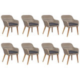 9 Piece Garden Dining Set Brown - Front View