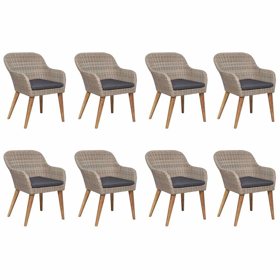 9 Piece Garden Dining Set Brown