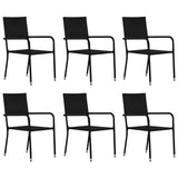 7 Piece Garden Dining Set Black - Top-Down View