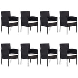 9 Piece Garden Dining Set Black