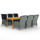 7 Piece Garden Dining Set Light Grey