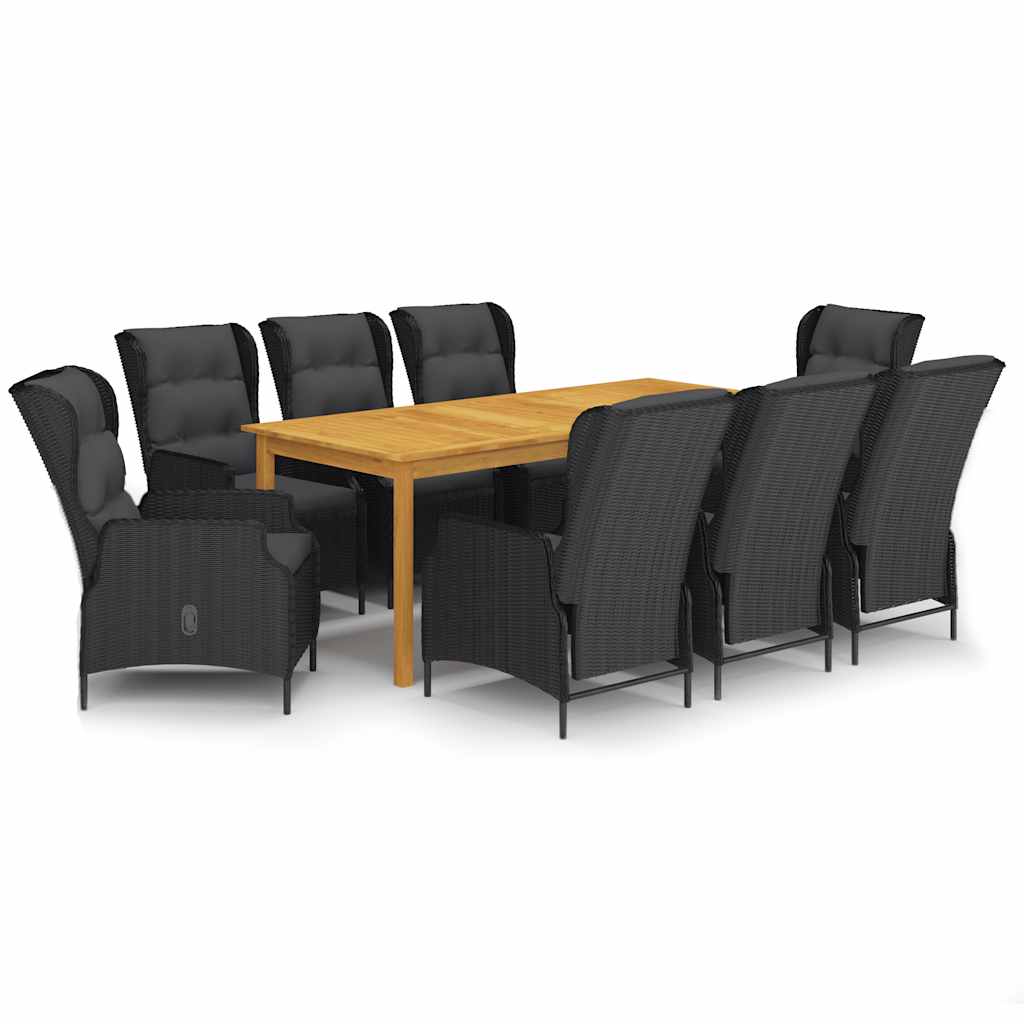 9 Piece Garden Dining Set Dark Grey