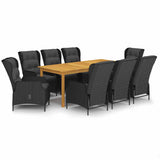 9 Piece Garden Dining Set Dark Grey - Front View