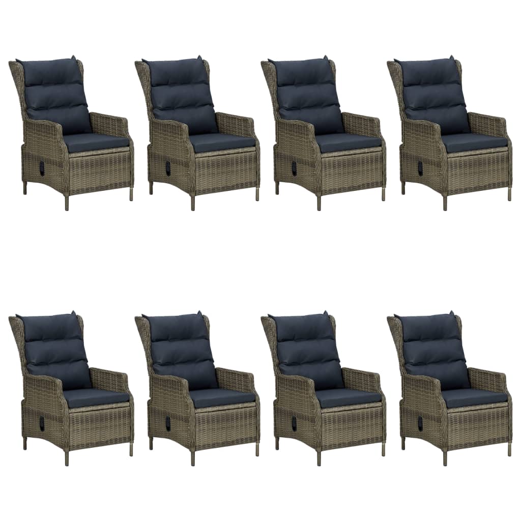 9 Piece Garden Dining Set Brown