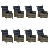 9 Piece Garden Dining Set Brown - Front View