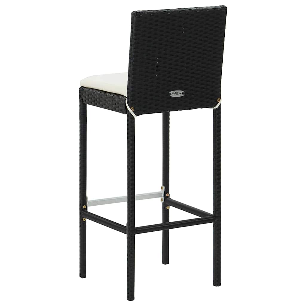 3 Piece Garden Bar Set with Cushions Black