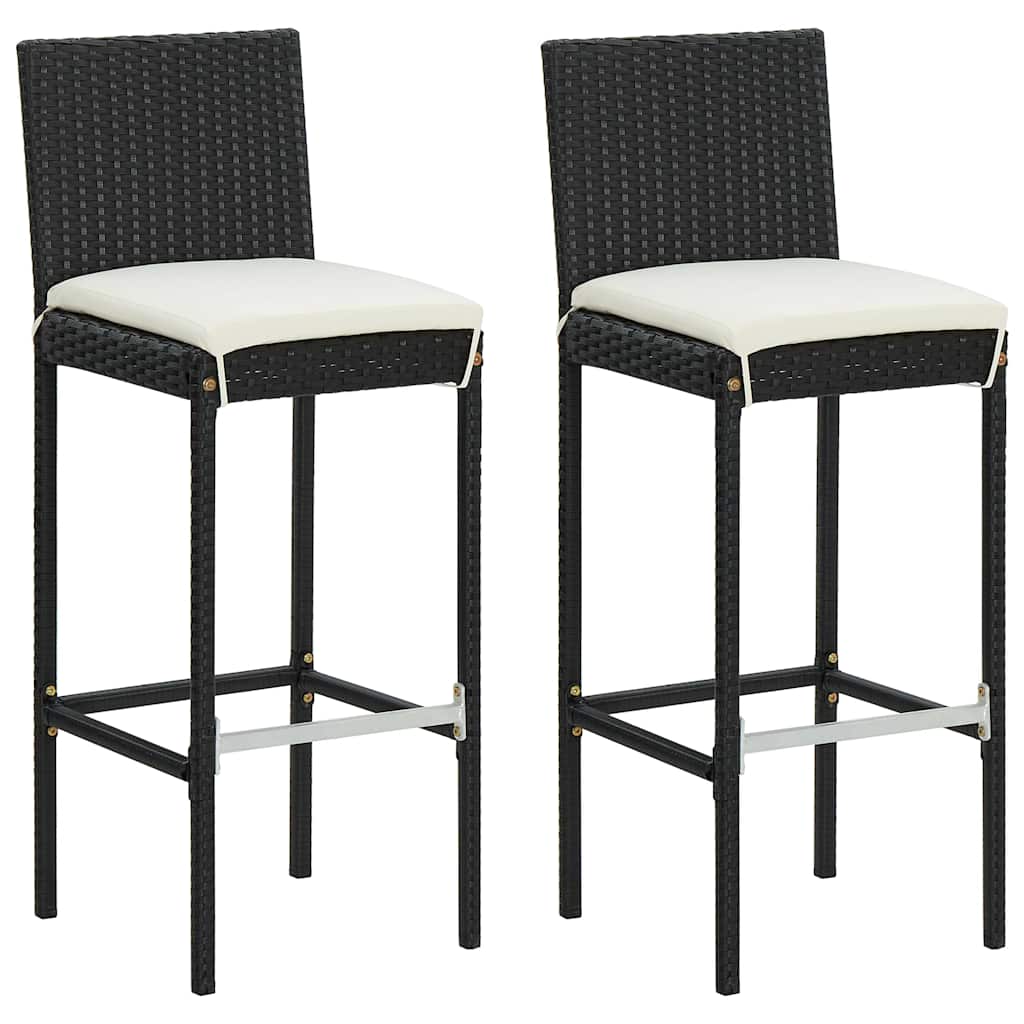 3 Piece Garden Bar Set with Cushions Black
