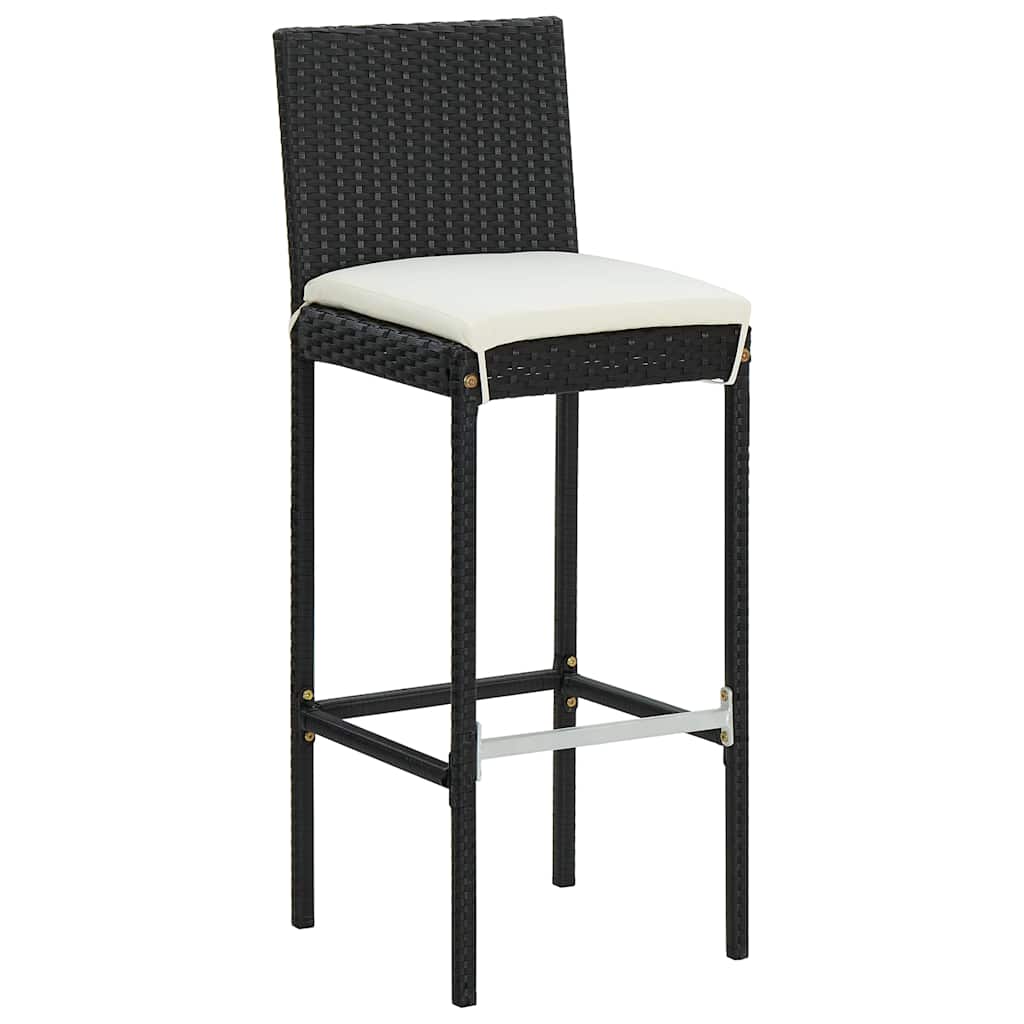 3 Piece Garden Bar Set with Cushions Black