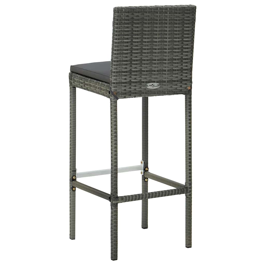 3 Piece Garden Bar Set with Cushions Grey