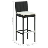 5 Piece Garden Bar Set with Cushions Black - Extra Image