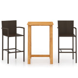 3 Piece Garden Bar Set Brown - Front View