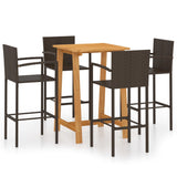 5 Piece Garden Bar Set Brown - Front View