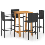 5 Piece Garden Bar Set Black