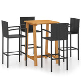 5 Piece Garden Bar Set Black - Front View