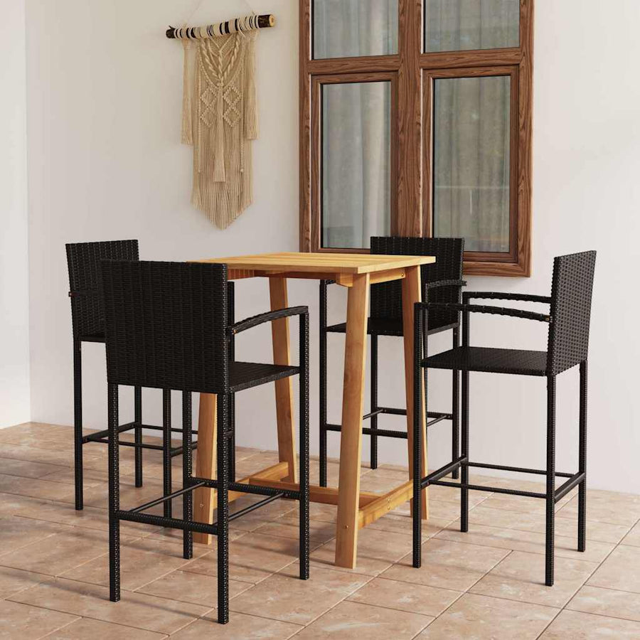 5 Piece Garden Bar Set Black