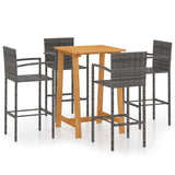 5 Piece Garden Bar Set Grey - Front View