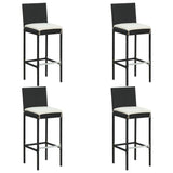 5 Piece Garden Bar Set with Cushions Black - Low Angle