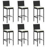 7 Piece Garden Bar Set with Cushions Black - Low Angle