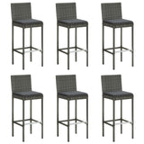 7 Piece Garden Bar Set with Cushions Grey - Low Angle
