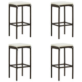 5 Piece Garden Bar Set with Cushions Brown - Low Angle