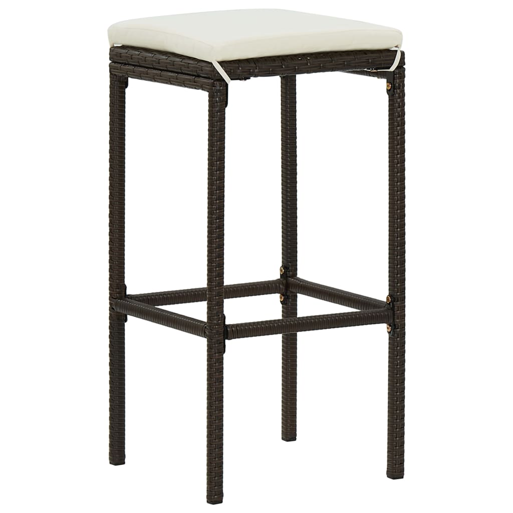 5 Piece Garden Bar Set with Cushions Brown