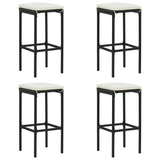5 Piece Garden Bar Set with Cushions Black - Low Angle