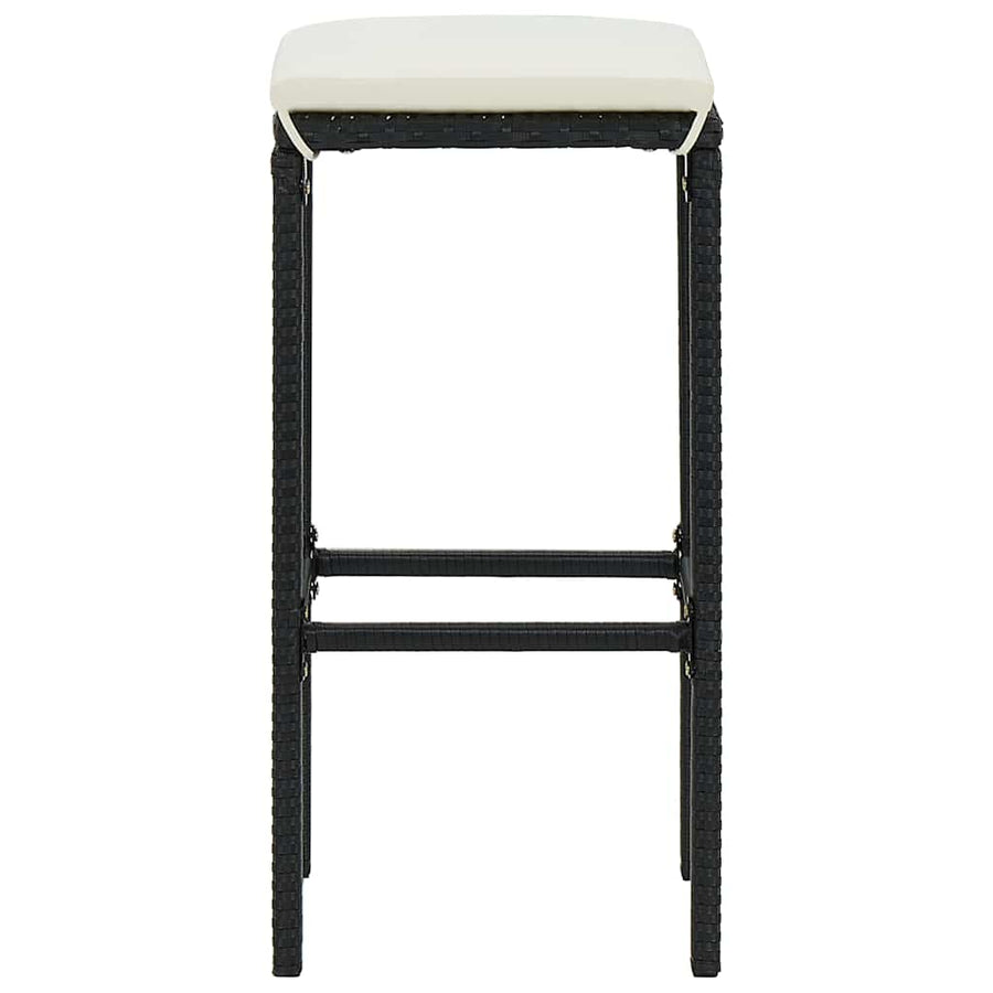 7 Piece Garden Bar Set with Cushions Black