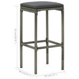 7 Piece Garden Bar Set with Cushions Grey