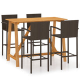 5 Piece Garden Bar Set Brown - Front View