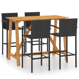 5 Piece Garden Bar Set Black - Front View