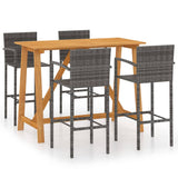 5 Piece Garden Bar Set Grey - Front View